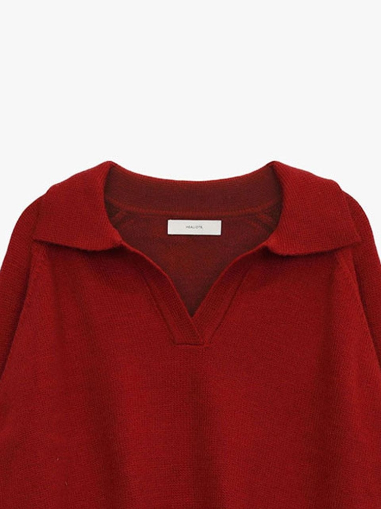 SAINT COLLAR KNIT_RED