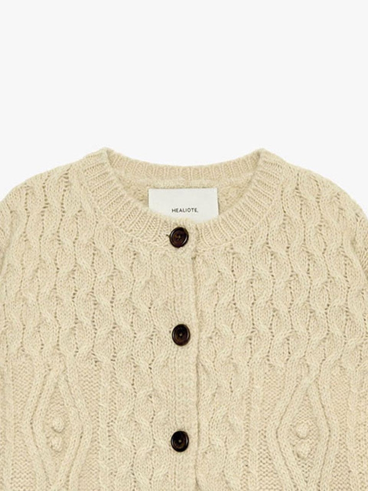 WOOL CABLE KNIT CARDIGAN_BEIGE