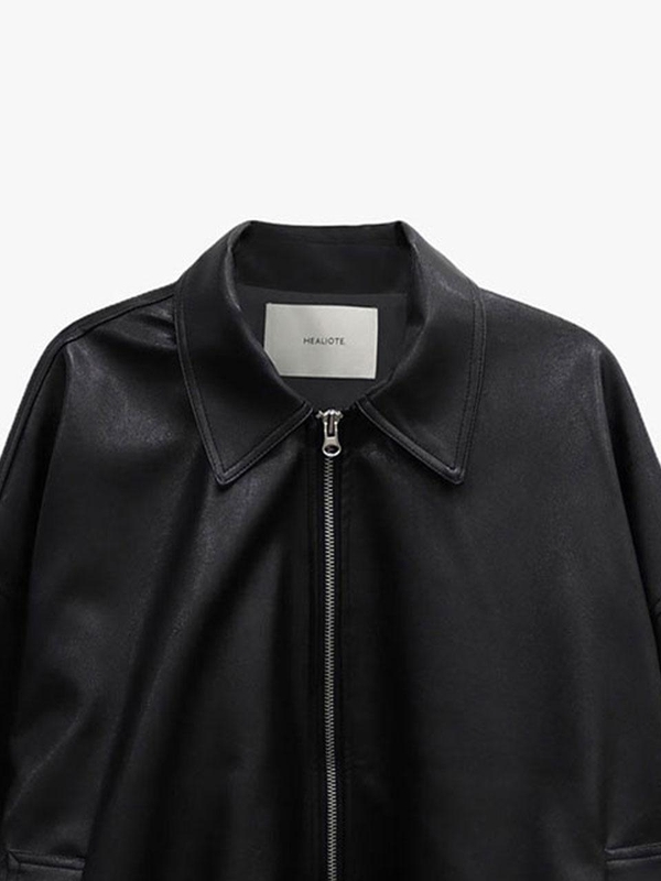 LEATHER BLOUSON JACKET_BLACK