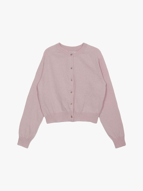 ROUND-NECK WOOL CARDIGAN_PINK