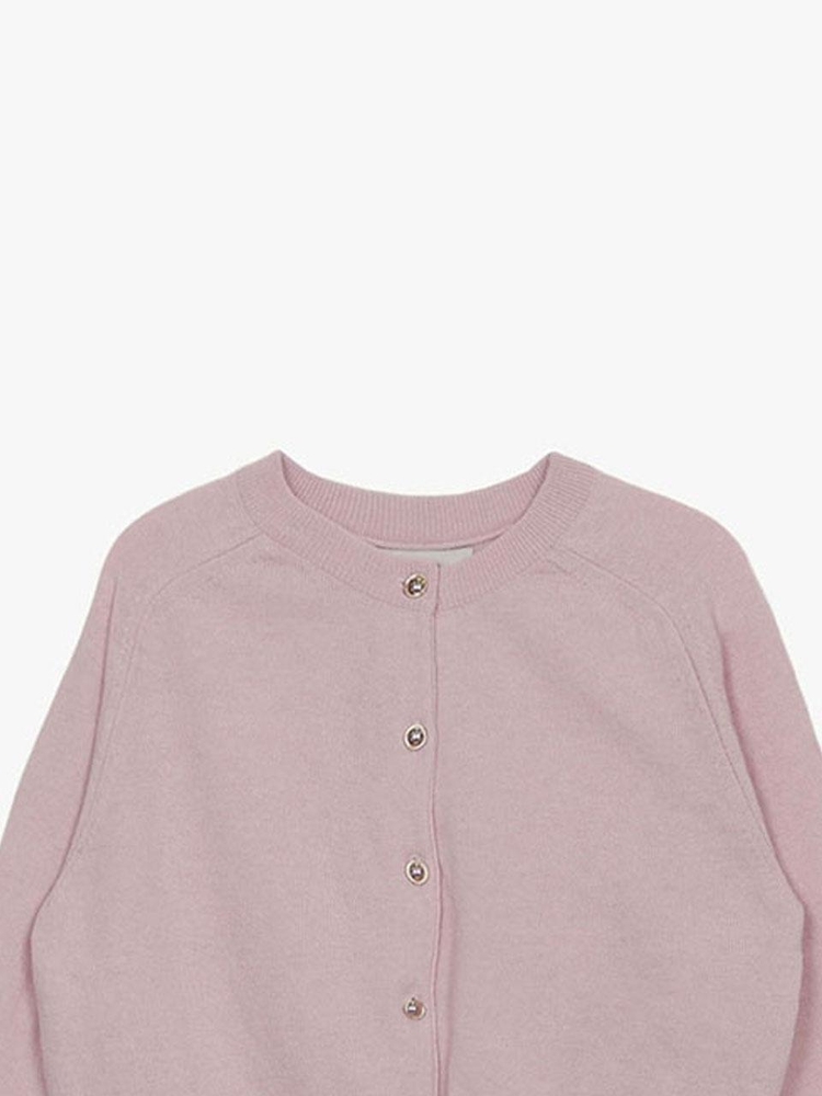 ROUND-NECK WOOL CARDIGAN_PINK