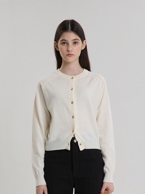 ROUND-NECK WOOL CARDIGAN_IVORY