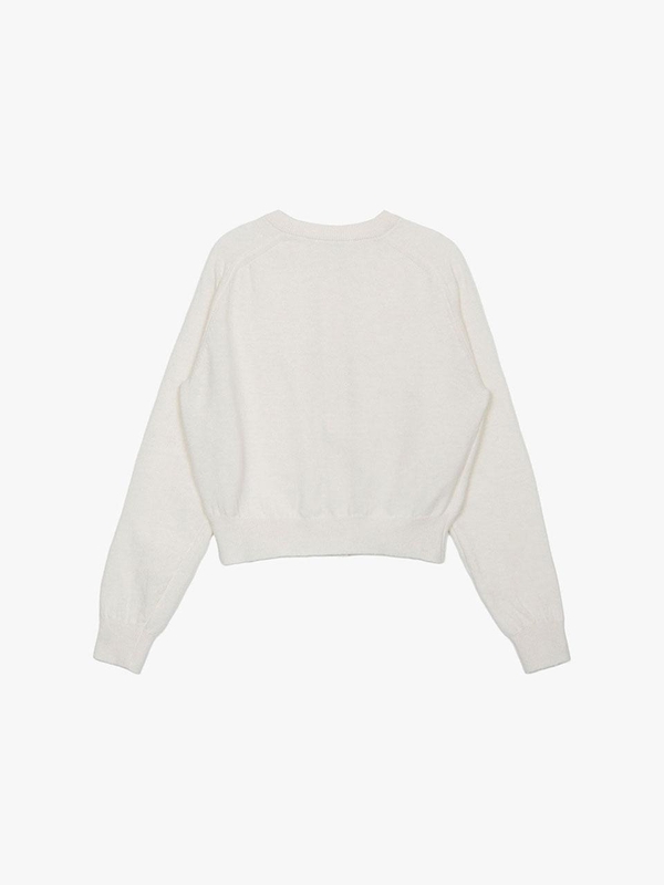 ROUND-NECK WOOL CARDIGAN_IVORY