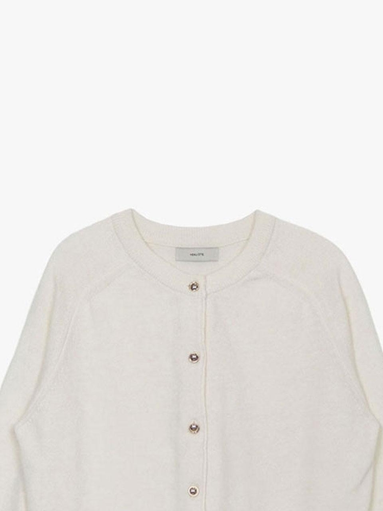 ROUND-NECK WOOL CARDIGAN_IVORY