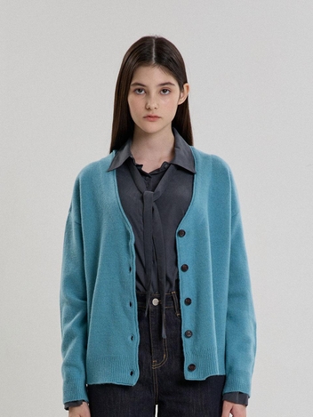 ROOMY CASHMERE KNIT CARDIGAN_SKY BLUE