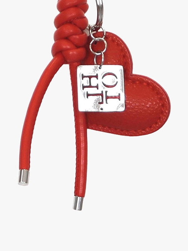 LEATHER HEART KEYRING_RED