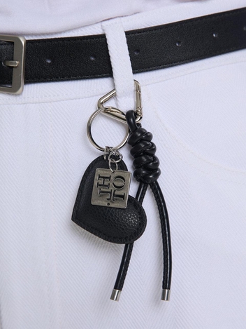 LEATHER HEART KEYRING_BLACK