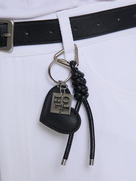 LEATHER HEART KEYRING_BLACK