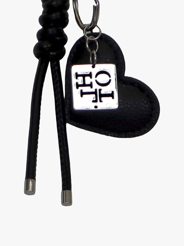 LEATHER HEART KEYRING_BLACK