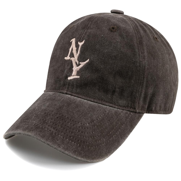 Vertical NY STONE WASHED CAP-BROWN