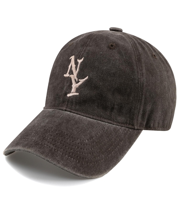 Vertical NY STONE WASHED CAP-BROWN