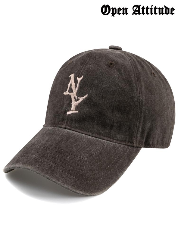 Vertical NY STONE WASHED CAP-BROWN