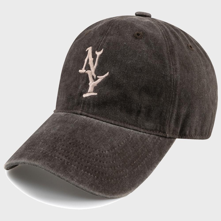 Vertical NY STONE WASHED CAP-BROWN