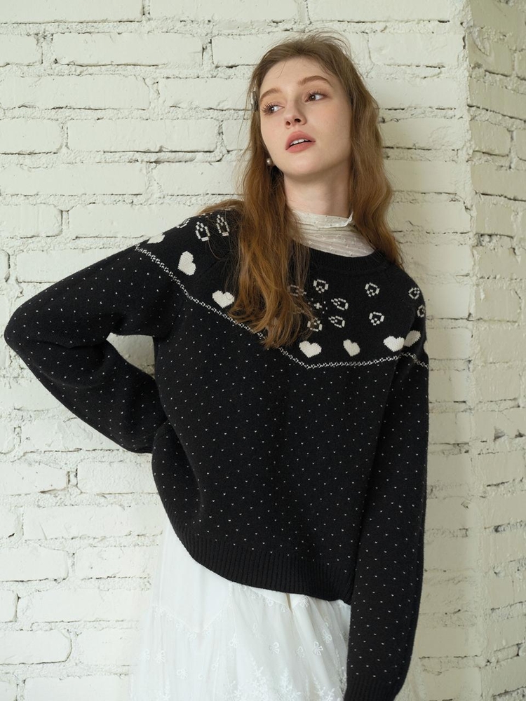 Cest_Dot pattern pullover knit sweater