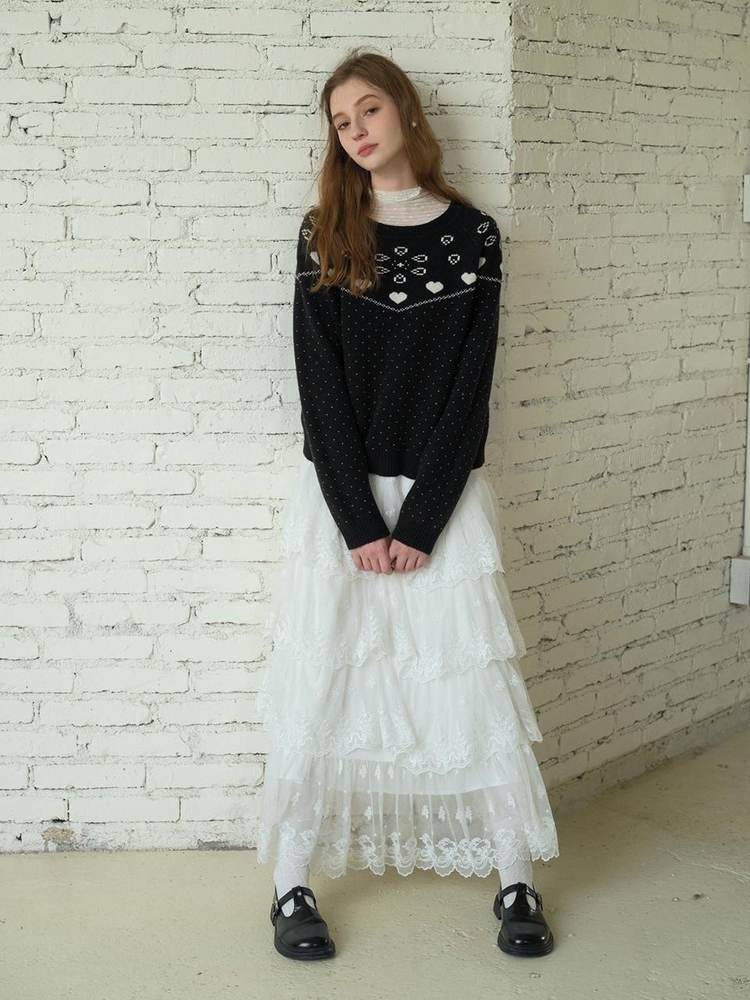 Cest_Dot pattern pullover knit sweater