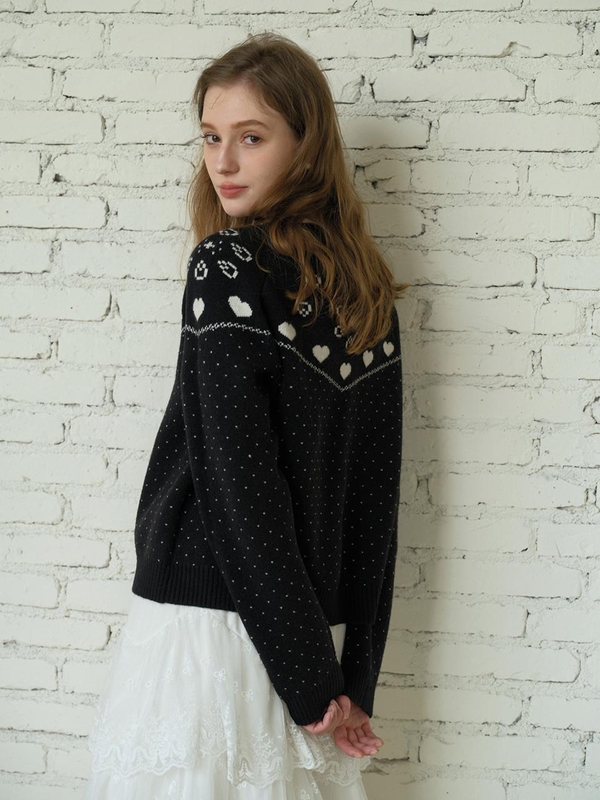 Cest_Dot pattern pullover knit sweater