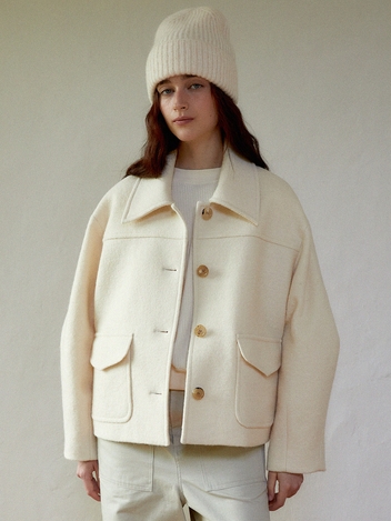 Alpaca balloon half coat (cream)