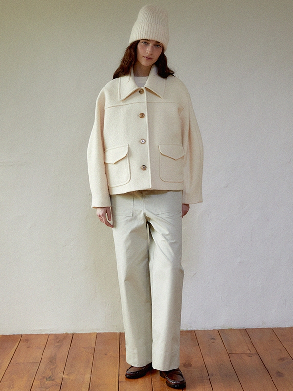 Alpaca balloon half coat (cream)