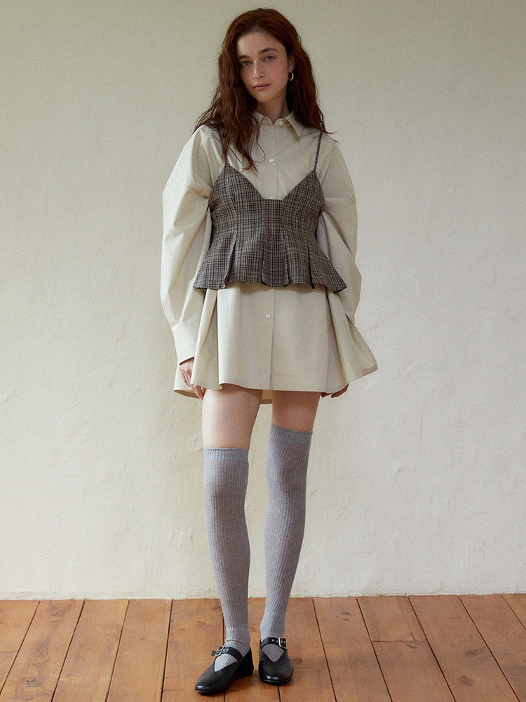 Boxy shirt onepiece (khaki beige)