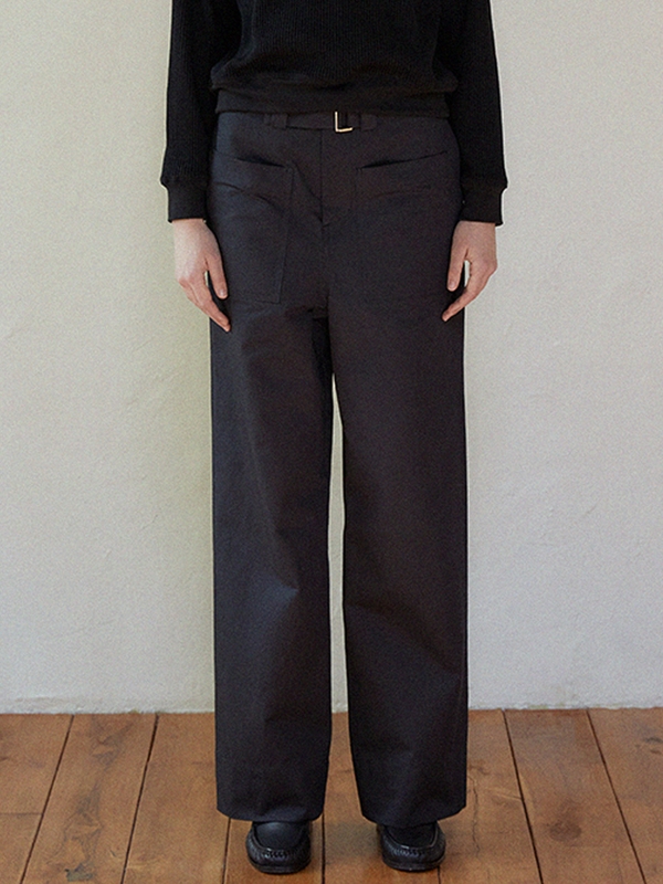 Pocket wide pants (black)