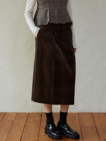 High waist pintuck skirt (brown)