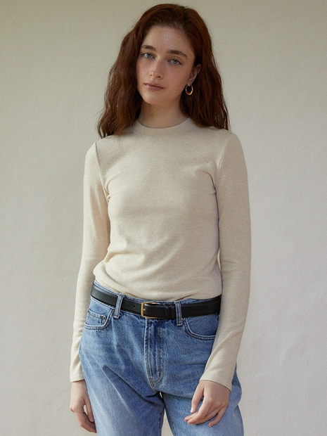 Angora long sleeve T-shirt (beige)