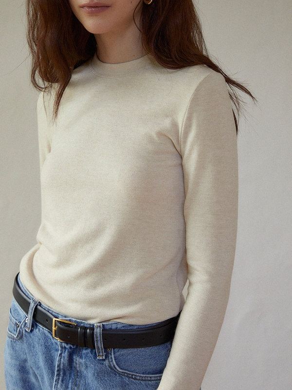 Angora long sleeve T-shirt (beige)