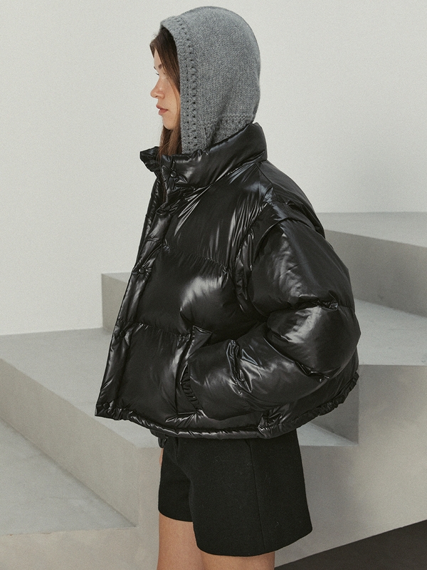 detachable vegan puffer jacket (black)