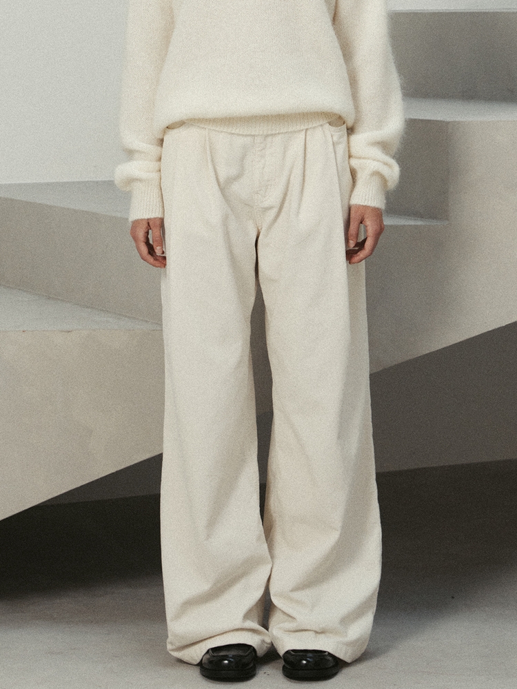 corduroy two-tuck wide pants (ivory)