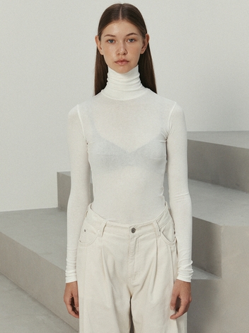 essential roll-neck top (ivory)