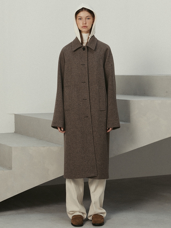 melange wool balmacaan coat (brown)