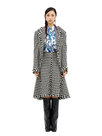 Houndstooth Fitted Jacket with Fringes