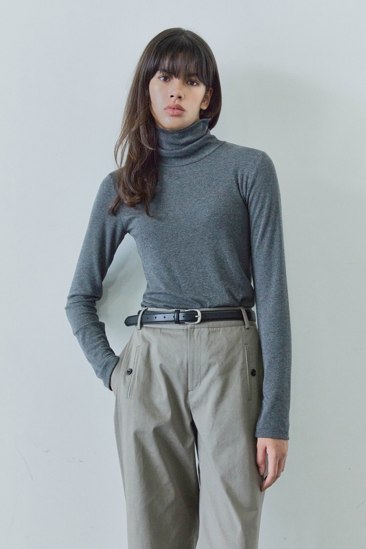 BUTTON POINT COTTON PANTS / KHAKI BROWN