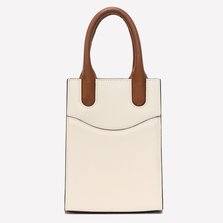 Wave cowhide tote bag Cream TanBrown