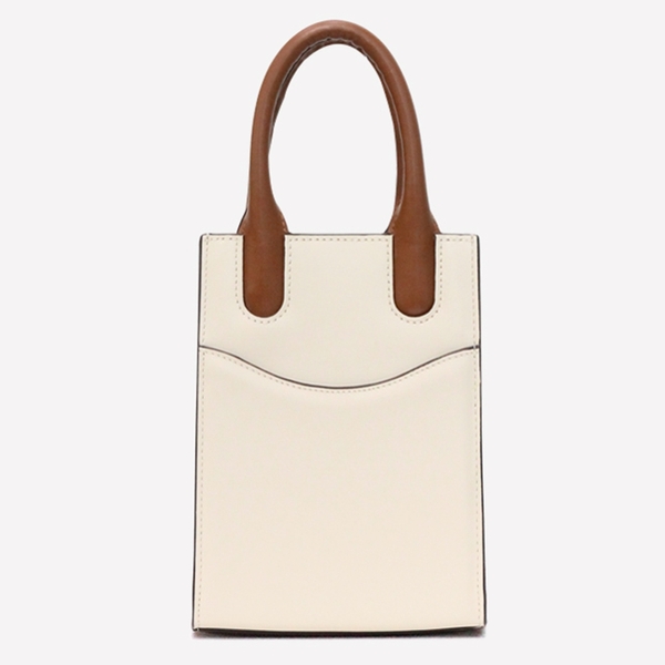 Wave cowhide tote bag Cream TanBrown