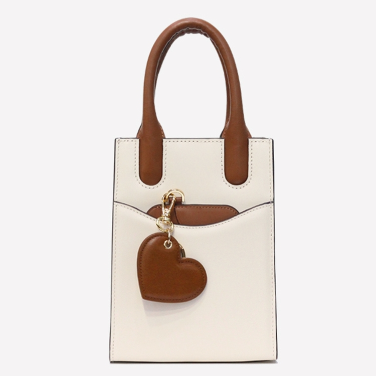 Wave cowhide tote bag Cream TanBrown