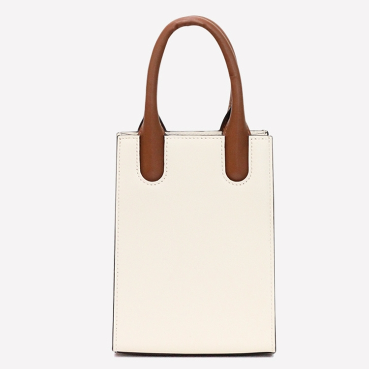 Wave cowhide tote bag Cream TanBrown