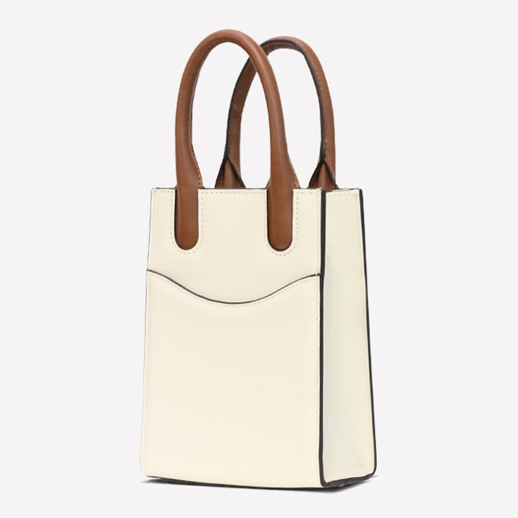 Wave cowhide tote bag Cream TanBrown