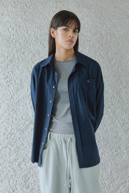 OXFORD OVERSIZED SHRITS / NAVY