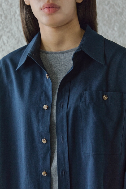 OXFORD OVERSIZED SHRITS / NAVY