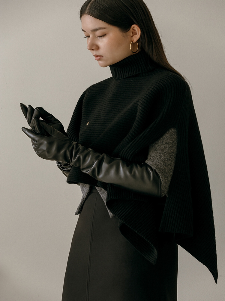 Tawny Lambskin Leather Gloves _ Black