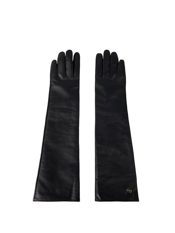 Tawny Lambskin Leather Gloves _ Black