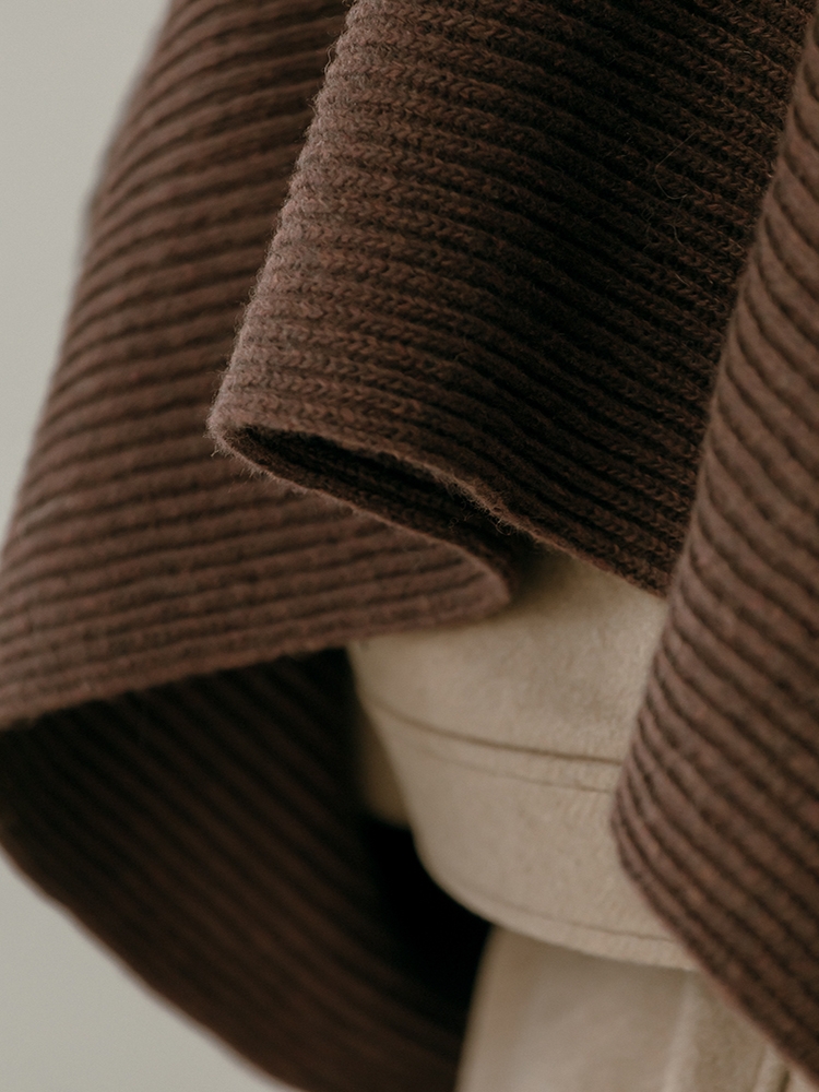 Temp Turtleneck Wool Cape Knitwear _ Brown