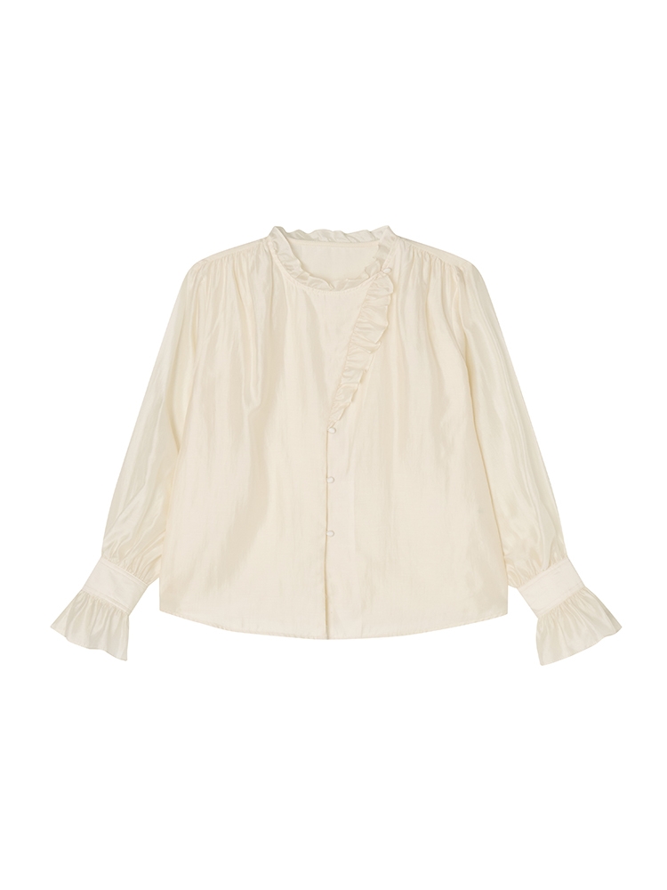 Trimming Frill Blouse _ Cream