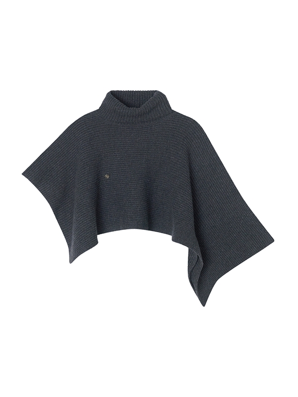 Temp Turtleneck Wool Cape Knitwear _ Gray