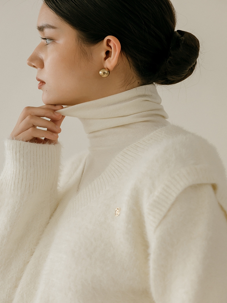 Lenna Wool Turtleneck T-Shirt _ Ivory