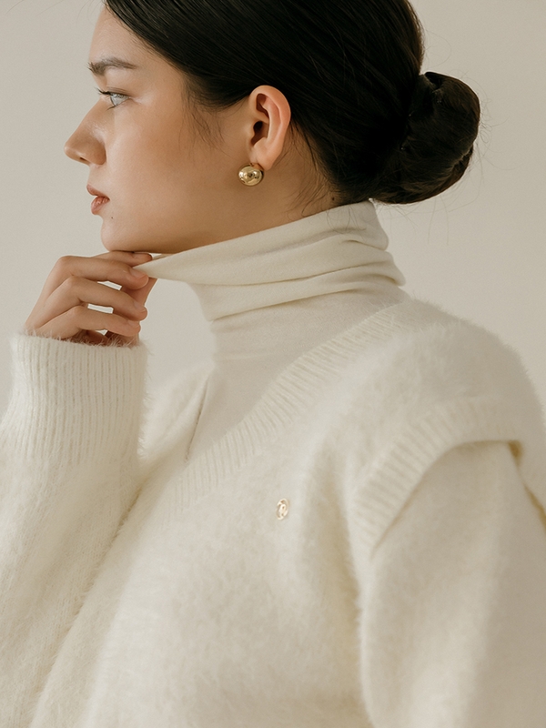 Lenna Wool Turtleneck T-Shirt _ Ivory