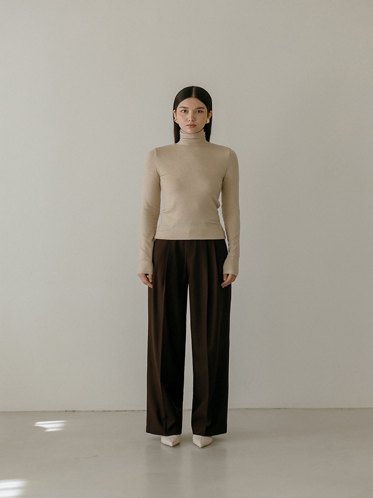 Lenna Wool Turtleneck T-Shirt _ Beige