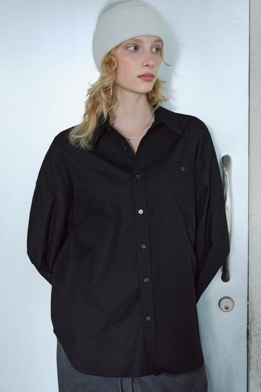 OXFORD OVERSIZED SHRITS / BLACK