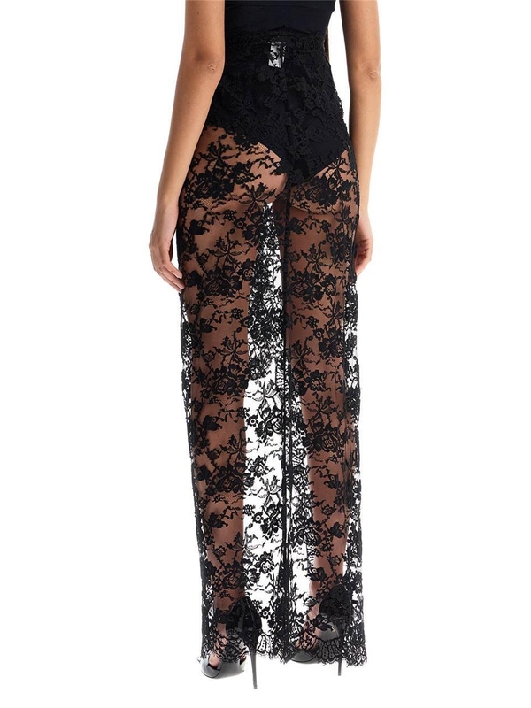 돌체앤가바나 FW24 long lace maxi skirt F4CZIT HLM6T NERO